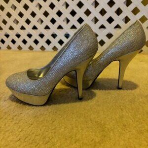 Silver, Glitter Heels